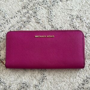 Michael Kors Magenta Zip Around Wallet